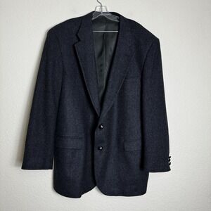 Stanley Blacker Men's Sports Coat Size 48L‎ 100% Wool Black